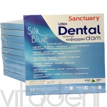 Дентал Дам шёлк (Dental Dam, "Sanctuary") тонкий, синие, платки для коффердама, 152х152мм, 36шт.