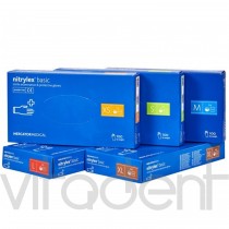 Перчатки (Nitrylex® basic, "MERCATOR Medical") нитриловые неопудреные, размер L, упаковка 100шт.