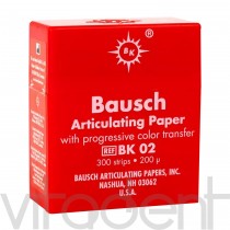 Артикуляционная бумага (Articulating paper, "Bausch") ВК02, красная, 200μ, 300 листов.
