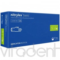 Перчатки (Nitrylex® basic, "MERCATOR Medical") нитриловые неопудреные, размер S, упаковка 100шт.