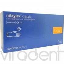 Перчатки (Nitrylex® classic, "MERCATOR Medical") нитриловые неопудреные, синие, размер XS, упаковка 200шт.