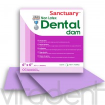 Дентал Дам (Dental Dam, "Sanctuary") пурпурний без латексу, платки для коффердама, 152х152мм, 15шт.