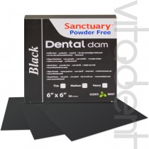 Дентал Дам (Dental Dam, "Sanctuary") платки для коффердама, черные, толстый, 152х152мм, 36шт.