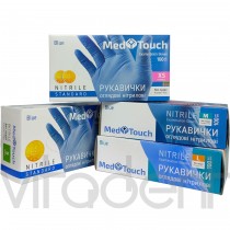Перчатки ("MedTouch") нитриловые неопудренные, голубые, размер М, упаковка 100шт.