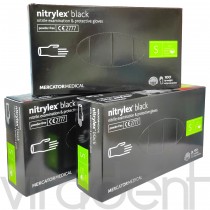 Перчатки (Nitrylex® black, "MERCATOR Medical") нитриловые неопудреные, черные, размер S, упаковка 100шт.