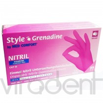 Перчатки (STYLE GRENADINE, "AMPri") нитриловые неопудренные, розовые, размер S, упаковка 100шт.