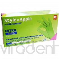 Перчатки (STYLE APPLE, "AMPri") нитриловые неопудренные, зеленые, размер S, упаковка 100шт.